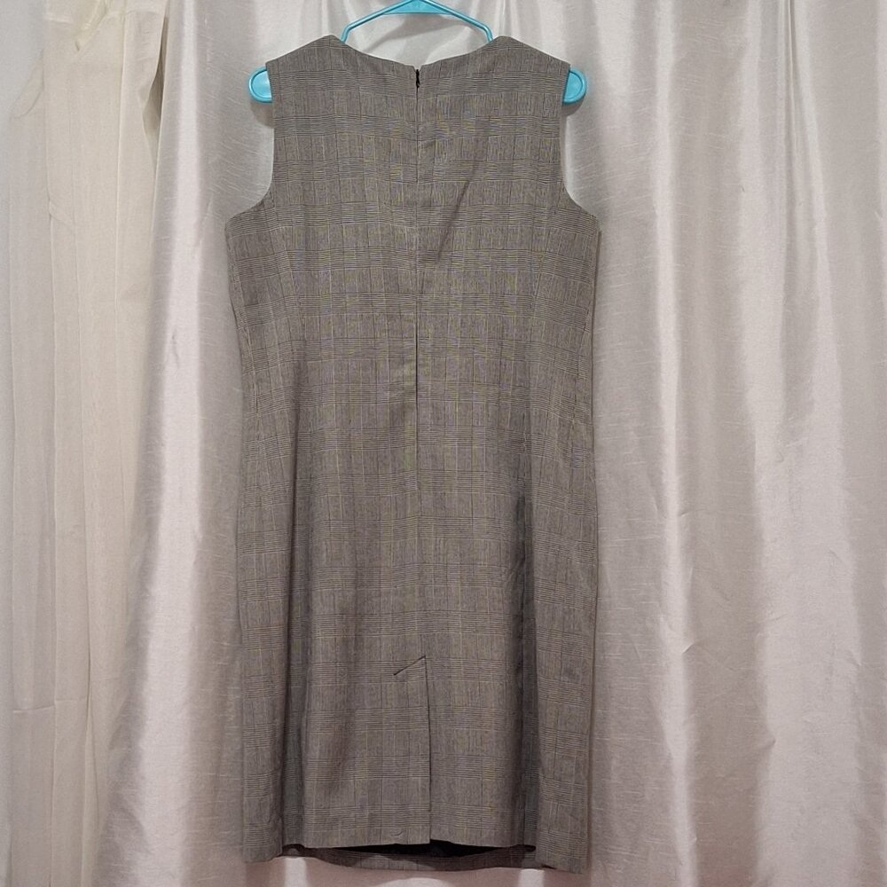 Larry Levine Classic Sleeveless Sheath Gray Herringbone Size 14 - Picture 10 of 11